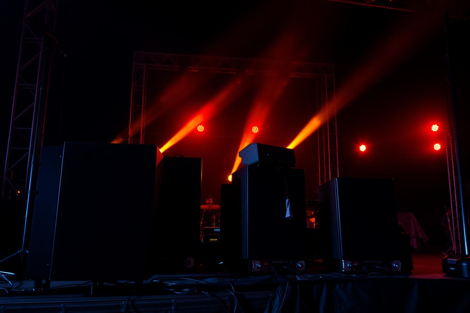 Sistema de som profissional em palco