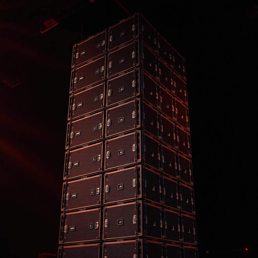 Caixas line array empilhadas